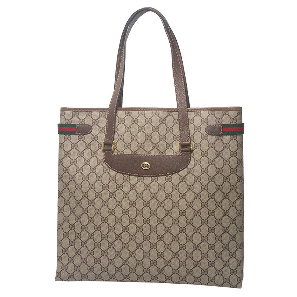 Gucci GG Sherry Tote Bag Leather Brown